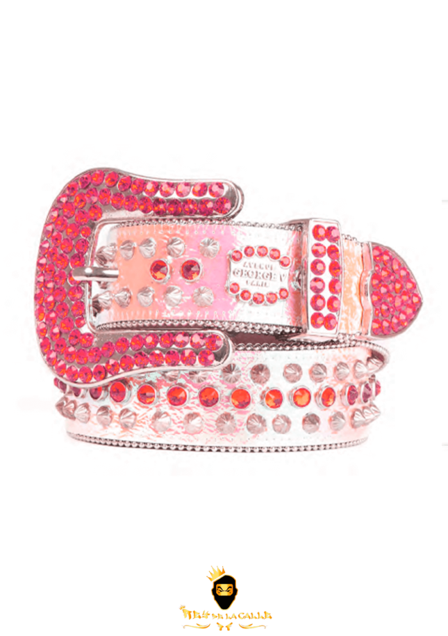 Cinturón Avenue George V París Con Pedrería Brillante  Fucsia