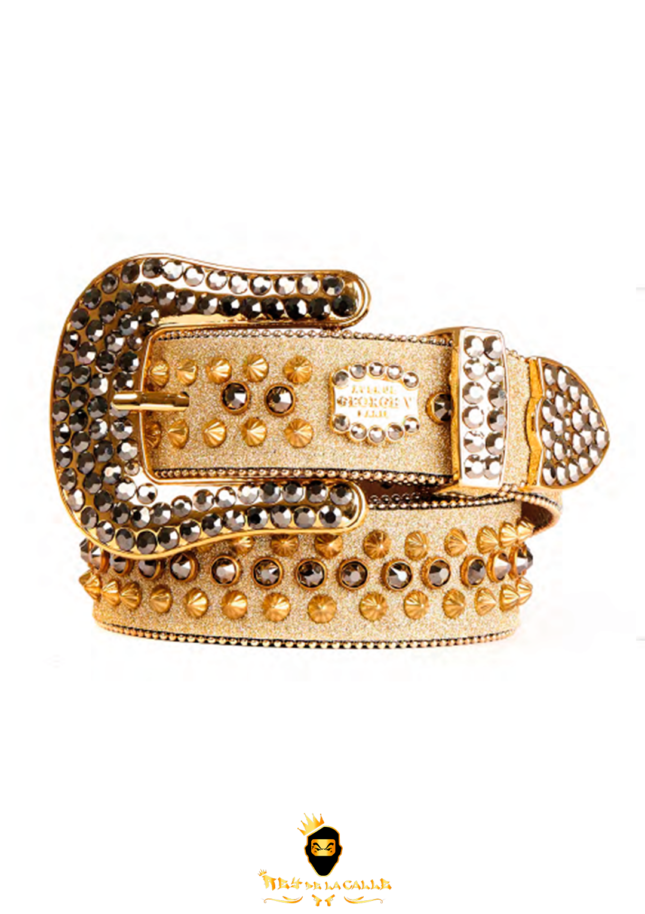 Cinturón Avenue George V París Con Pedrería Brillante Dorada GV 7526