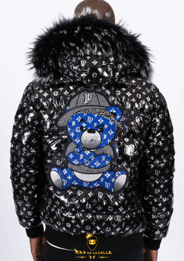 Chaqueta Left Point Negra Pedreria Brillante Oso Azul Gorra