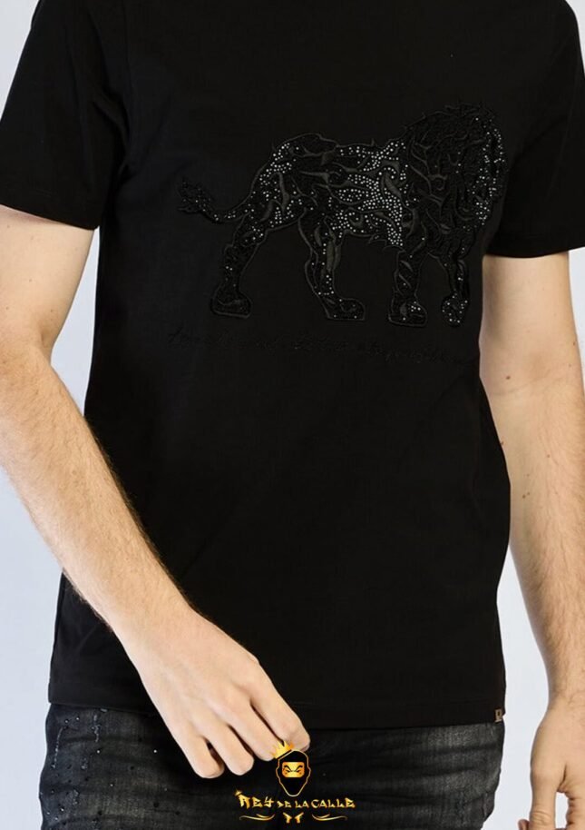 Camiseta Left Point Negra Pedrería Brillante León