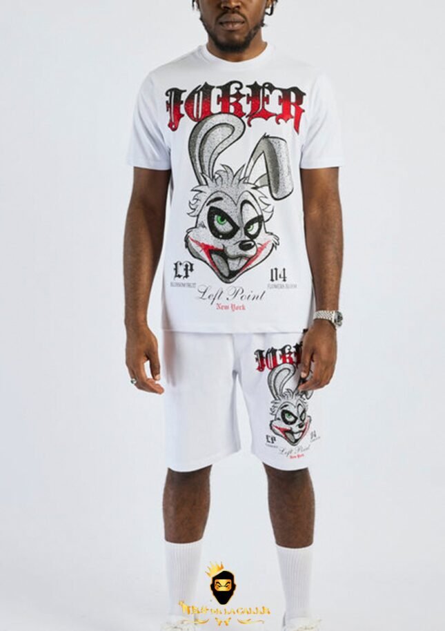 Conjunto Left Point Blanco Pedrería Brillante Conejo