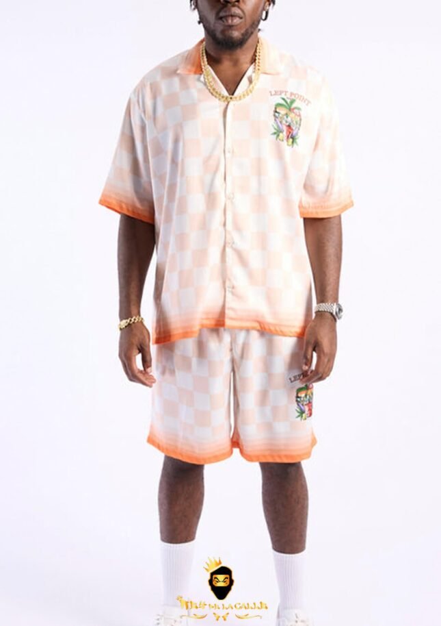 Conjunto Left Point Naranja Cuadros