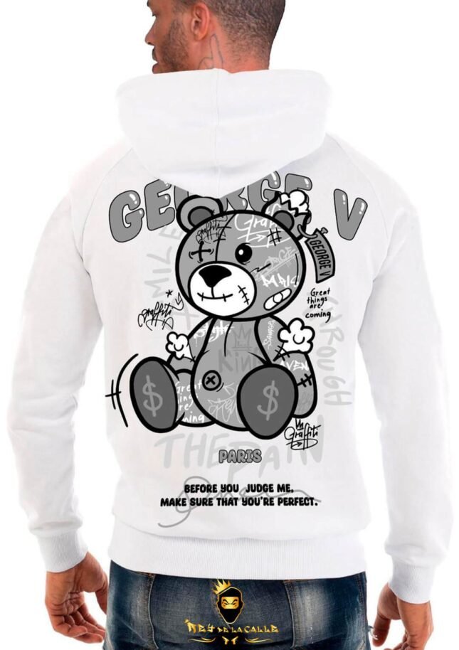 Sudadera Avenue George V París Blanca Oso Gris The Pain