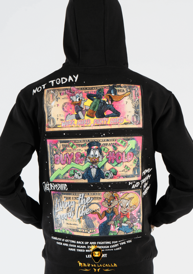 Sudadera Left Point Negra Pedrería Brillante Not Today