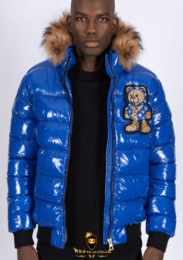 Chaqueta Left Point Azul Pedrería Brillante Oso Suéter Azul