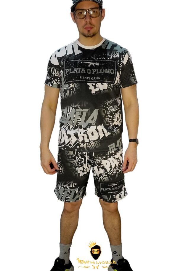 Conjunto Pirate Gang Paris Pedrería Brillante Plata O Plomo