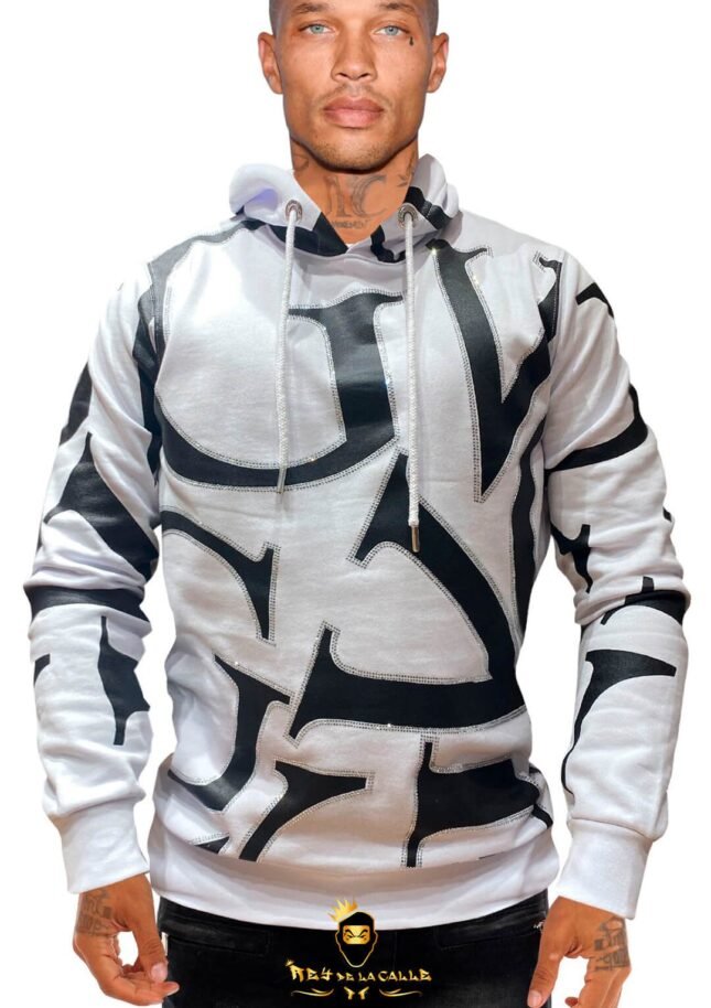 Sudadera Avenue George V París Blanca GV Estampado Negro