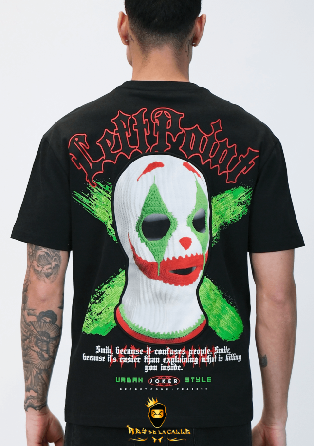 Camiseta Left Point Negra Pedreria Brillante Payaso