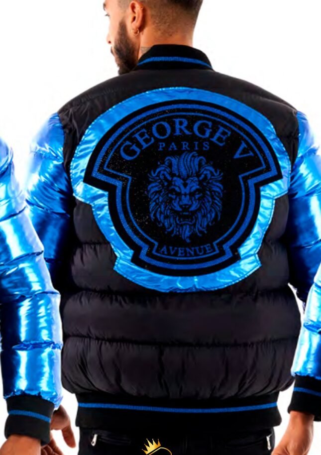 Chaqueta Avenue George V París Negra Pedrería Brillante León Azul